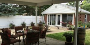 Rain barrels in Sharon's yard at SharonsWalkabout.com